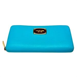 Michael Kors | Jet Set Leather Zip Around Continental Wallet- Turquoise